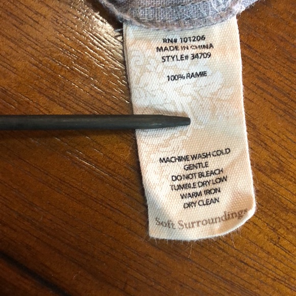 Soft Surroundings Gray Pants Size PS 100% Ramie Color is Soft Gray - Picture 9 of 10